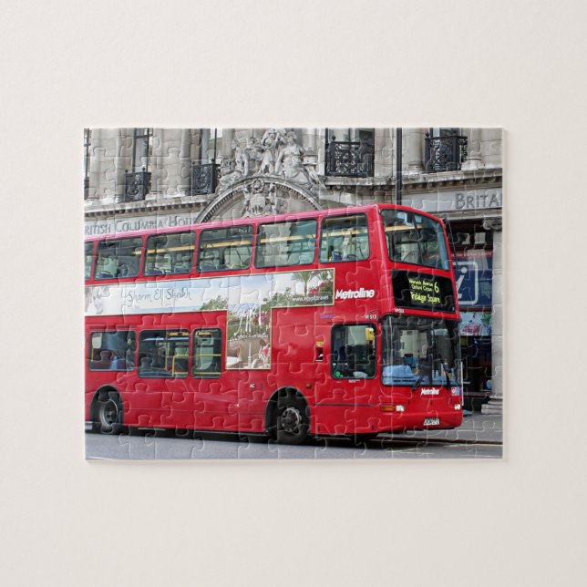 Red London Double Decker Bus, England Jigsaw Puzzle (Horizontal)