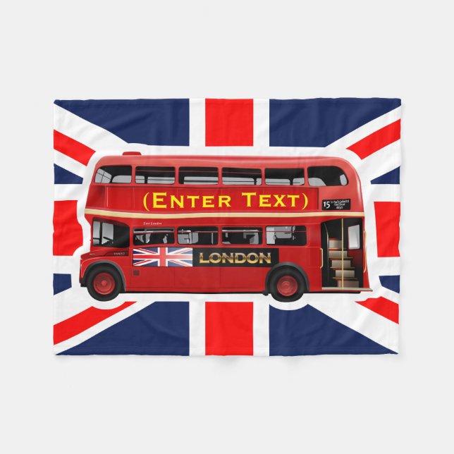 Red London Double Decker Bus Fleece Blanket (Front (Horizontal))