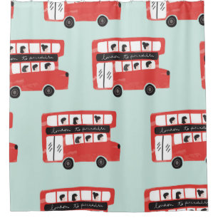 Red London Double Decker Bus Seamless Pattern vint