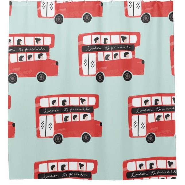 Red London Double Decker Bus Seamless Pattern vint (Front)