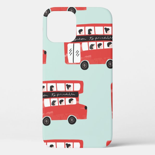 Red London Double Decker Bus Seamless Pattern vint Case-Mate iPhone Case (Back)