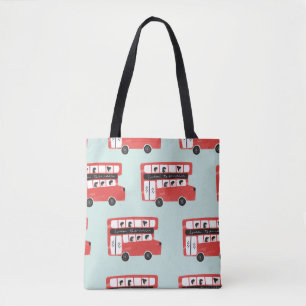Red London Double Decker Bus Seamless Pattern vint Tote Bag
