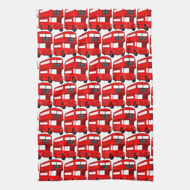 Red London Double Decker Bus Wallpaper Kitchen Towel (Vertical)