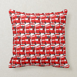 Red London Double Decker Bus Wallpaper Throw Pillow