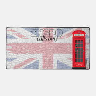 Red London Phone Booth Inspo Calls Desk Mat