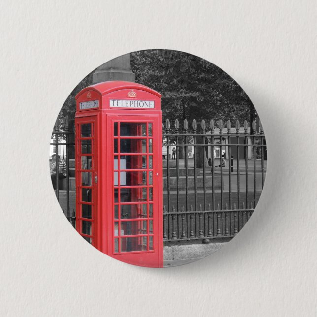 Red London Phonebox 2 Inch Round Button (Front)