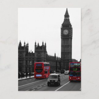 red London Tour bus and Big Ben Postcard