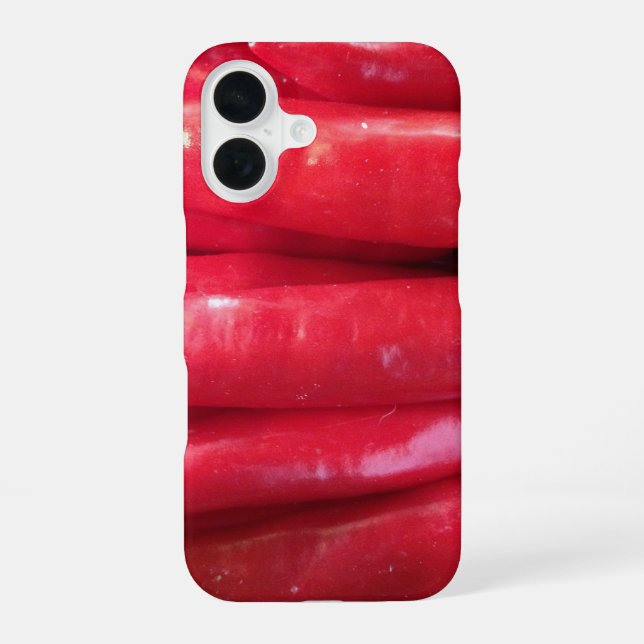 red long chillies iPhone 16 case (Back)
