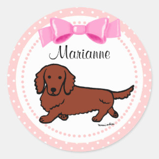 Red Long Haired Dachshund 1 Classic Round Sticker
