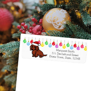 Red Long Haired Dachshund Christmas Cute