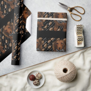 Red Long haired Doxies Wrapping Paper
