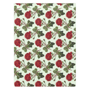 Red Long Stem Rose Pattern Mint Green Background Tablecloth