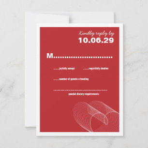 Red Loopy Love Love Lines Wedding Carte RSVP