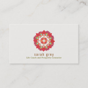 Red Lotus Flower Health & Wellness Elegant Floral Business Card