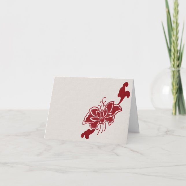 Red Lotus Flower Note Card (Front)