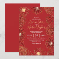 Red Lotus Flower Oriental Floral Wedding
