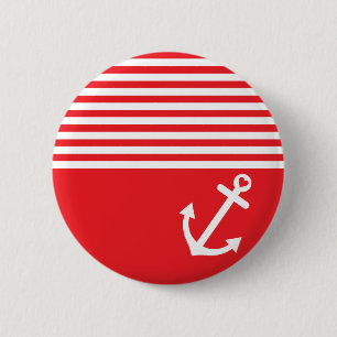 Red Love Anchor Nautical 2 Inch Round Button