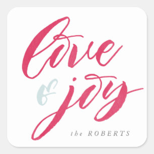 Red Love and Joy Rounded Corners Square Sticker