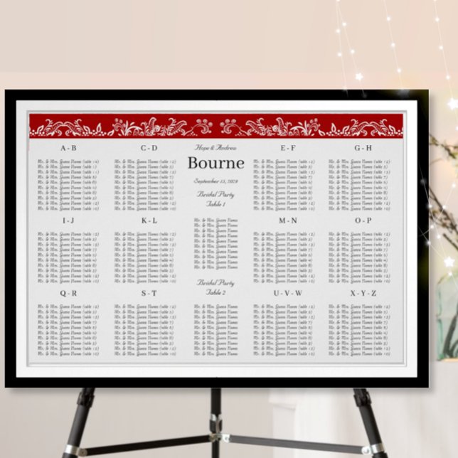 Red Love Bird Seating Chart Alphabetical Order (Creator Uploaded)