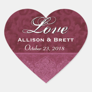 Red Love Bride and Groom Date Heart Sticker