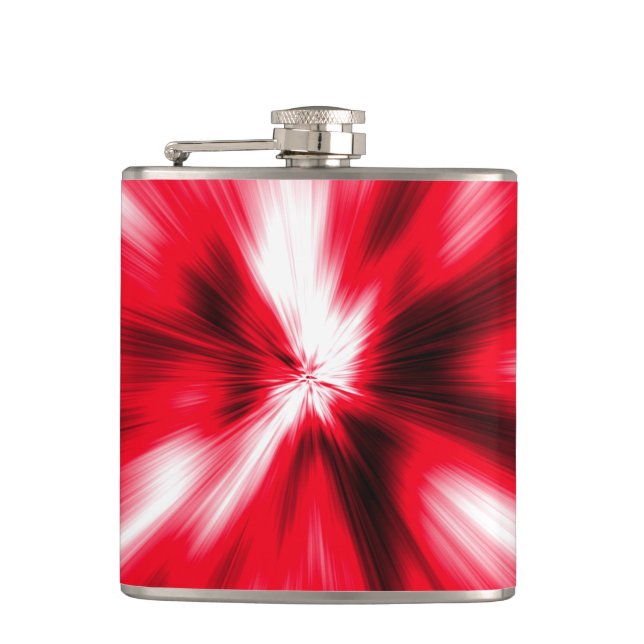 Red Love Burst Tie Dye Customize Personalize Hip Flask (Front)