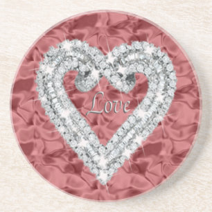 Red Love Diamond Heart Coaster