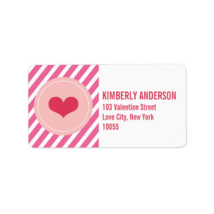 Red Love Heart Circle And Stripes Address Labels