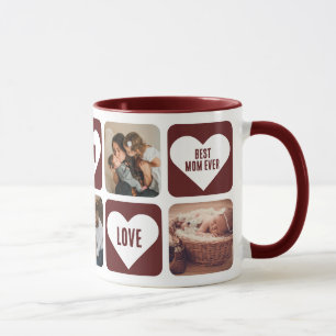 Red Love Heart Photo Best Mom Ever Mug