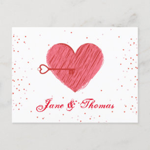Red Love Heart Romance Modern Happy Valentines Day Holiday Postcard