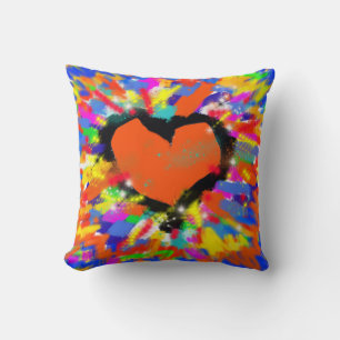red love heart throw pillow