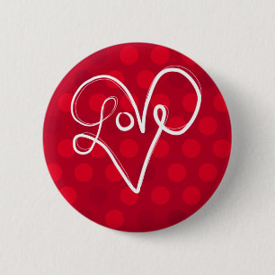 Red Love Heart Typography 2 Inch Round Button