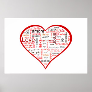 Red Love Heart Typography Poster