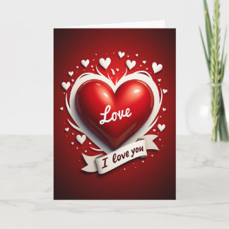 Red Love Heart Valentines Card