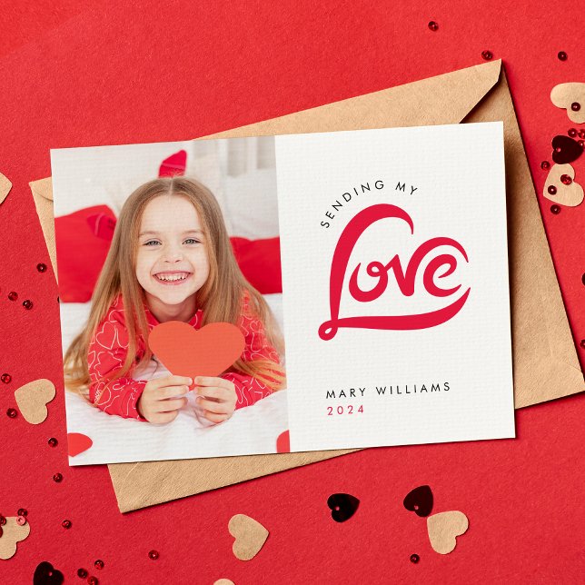 Red Love Heart Valentines Day custom Photo Card (Creator Uploaded)