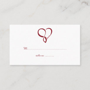Red Love Heart Wedding Table Place Cards