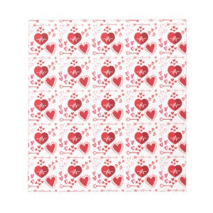 Red love hearts and arrow   notepad