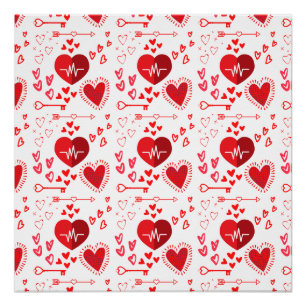 Red love hearts and arrow  poster