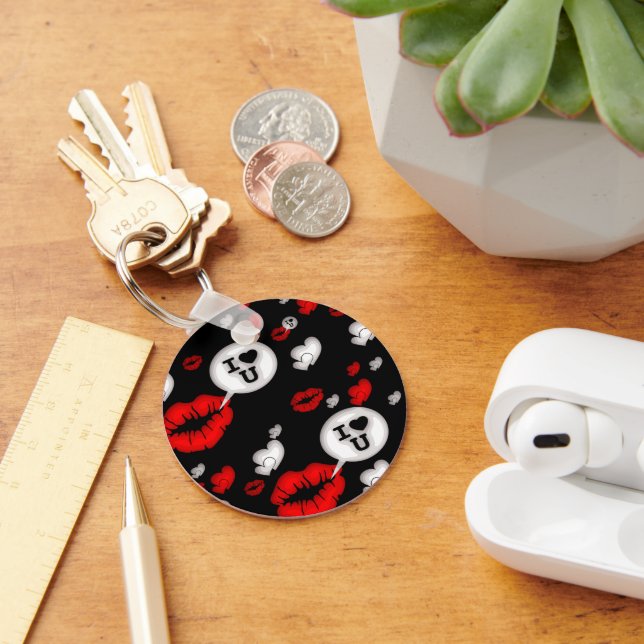 Red Love Hearts And Lips Keychain (Desk)