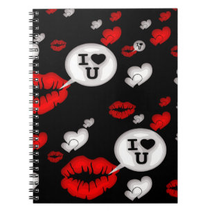 Red Love Hearts And Lips Notebook