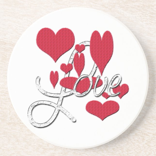 Red Love Hearts Coaster (Front)
