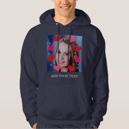 Red Love Hearts Custom Photo Text Personalized Hoodie