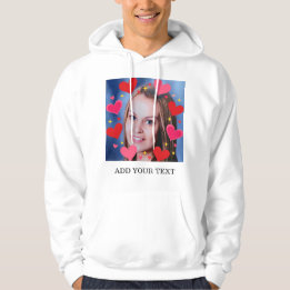 Red Love Hearts Custom Photo Text Personalized Hoodie