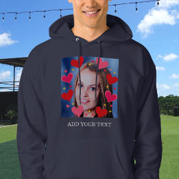 Red Love Hearts Custom Photo Text Personalized Hoodie
