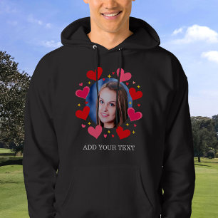 Red Love Hearts Custom Photo Text Personalized Hoodie