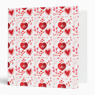Red love hearts cute binder
