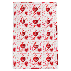 Red love hearts cute medium gift bag