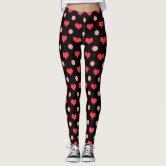 Elegant Extra Large Black on Red Polka Dots Leggings for Sale by