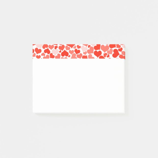 Red Love Hearts Pattern Post-it Notes (Front)