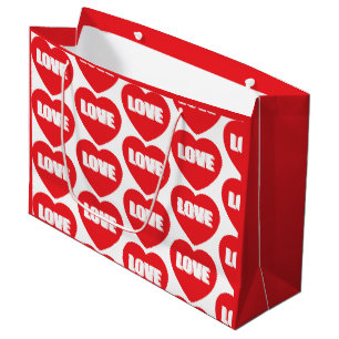 Red Love Hearts Pattern Valentine's Large Gift Bag