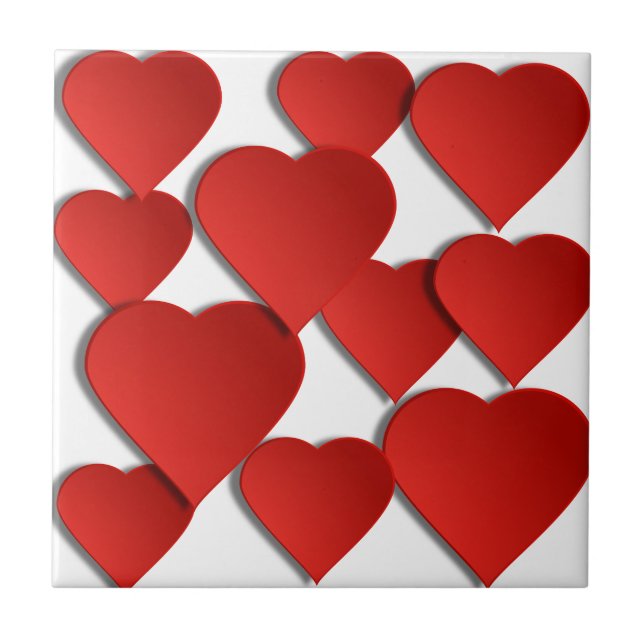 Red Love Hearts Tile (Front)
